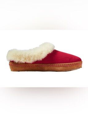 L.L.BEAN NWOT WICKED GOOD SLIPPERS SQUAM LAKE STYLE RED SUEDE SHEARLING SZ 9